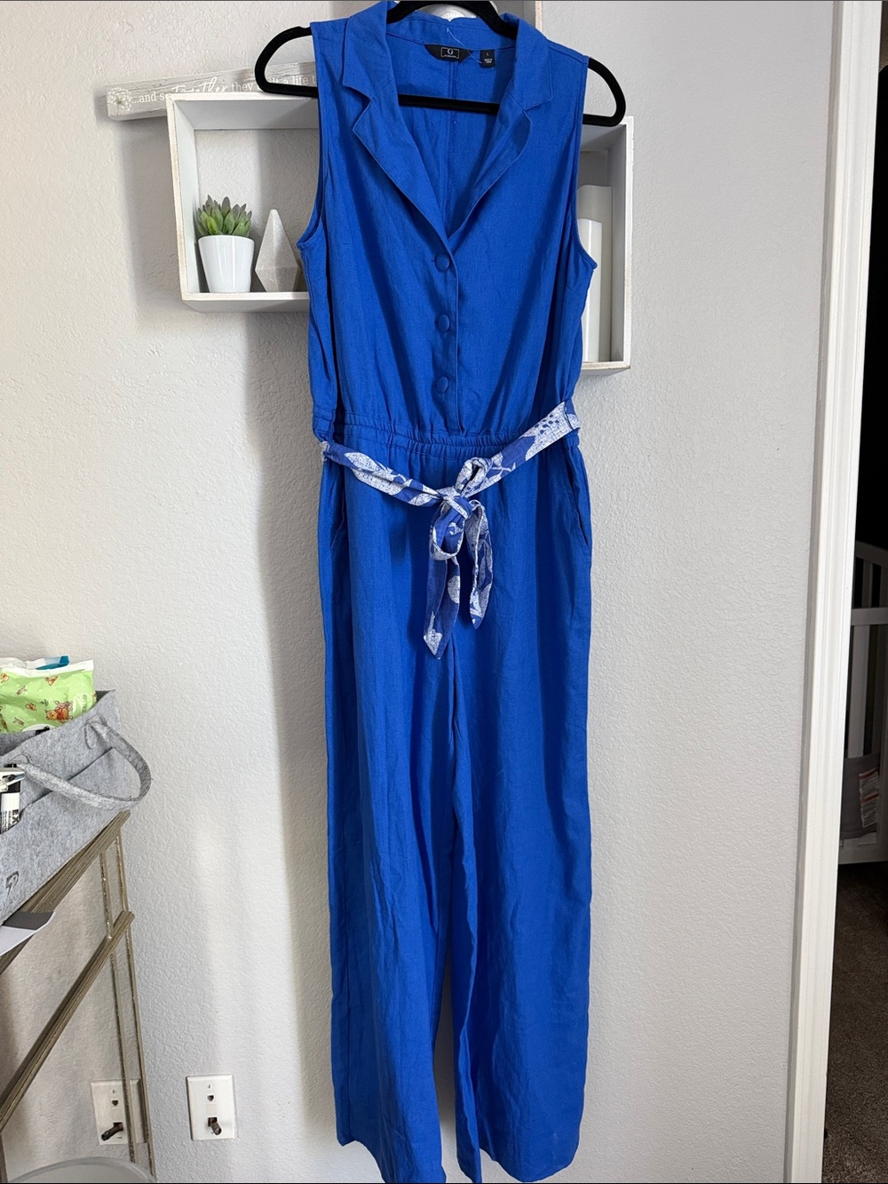 G by GUILIANA | Linen Blend Wide Leg Sleeveless Jumpsuit - SZ L - Picture 2 of 5